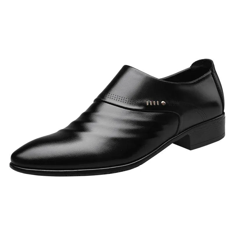 PU Leather Men's Oxford Business Dress Black Casual Shoes Loafers