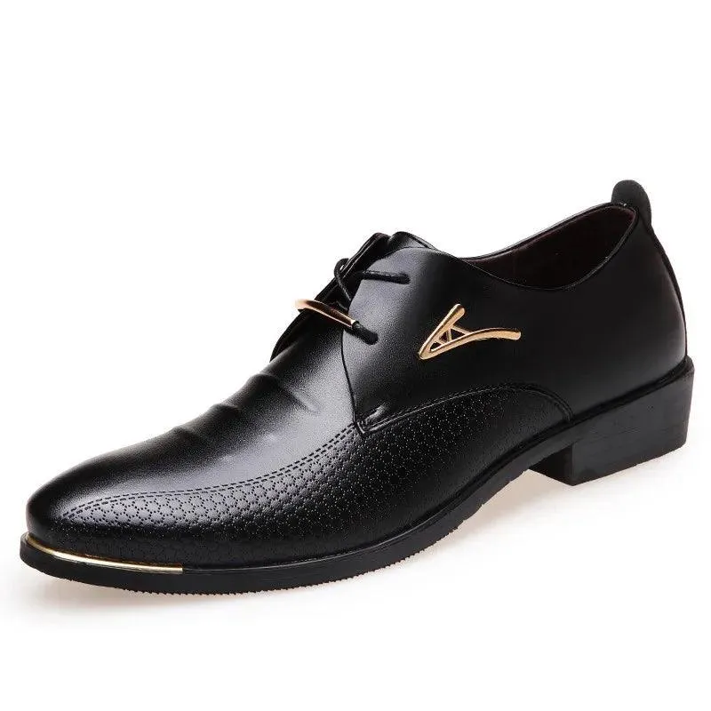 PU Leather Men's Oxford Business Dress Black Casual Shoes Loafers