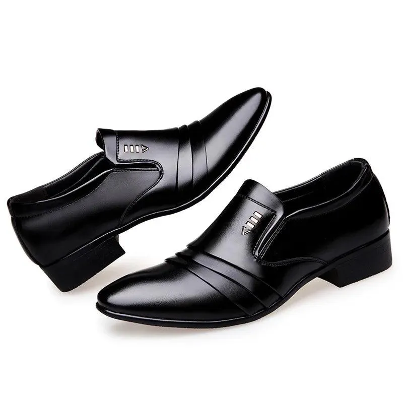 PU Leather Men's Oxford Business Dress Black Casual Shoes Loafers