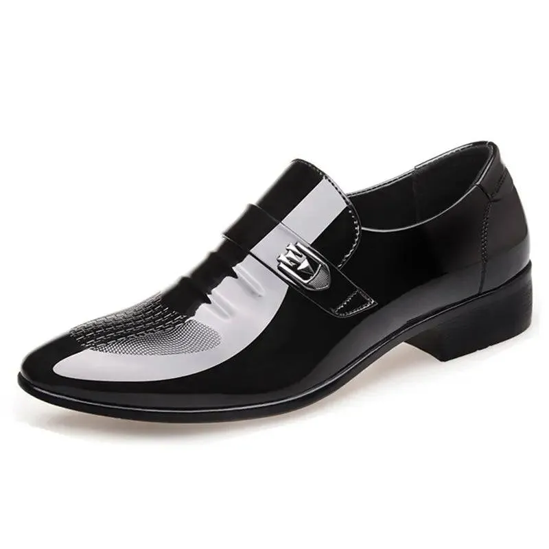 PU Leather Men's Oxford Business Dress Black Casual Shoes Loafers