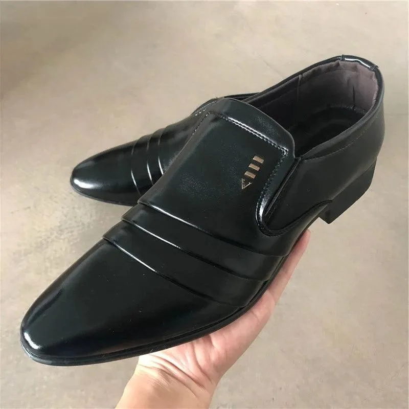 PU Leather Men's Oxford Business Dress Black Casual Shoes Loafers