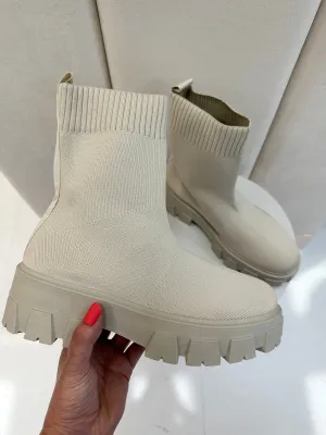 Sabrina beige sock boots