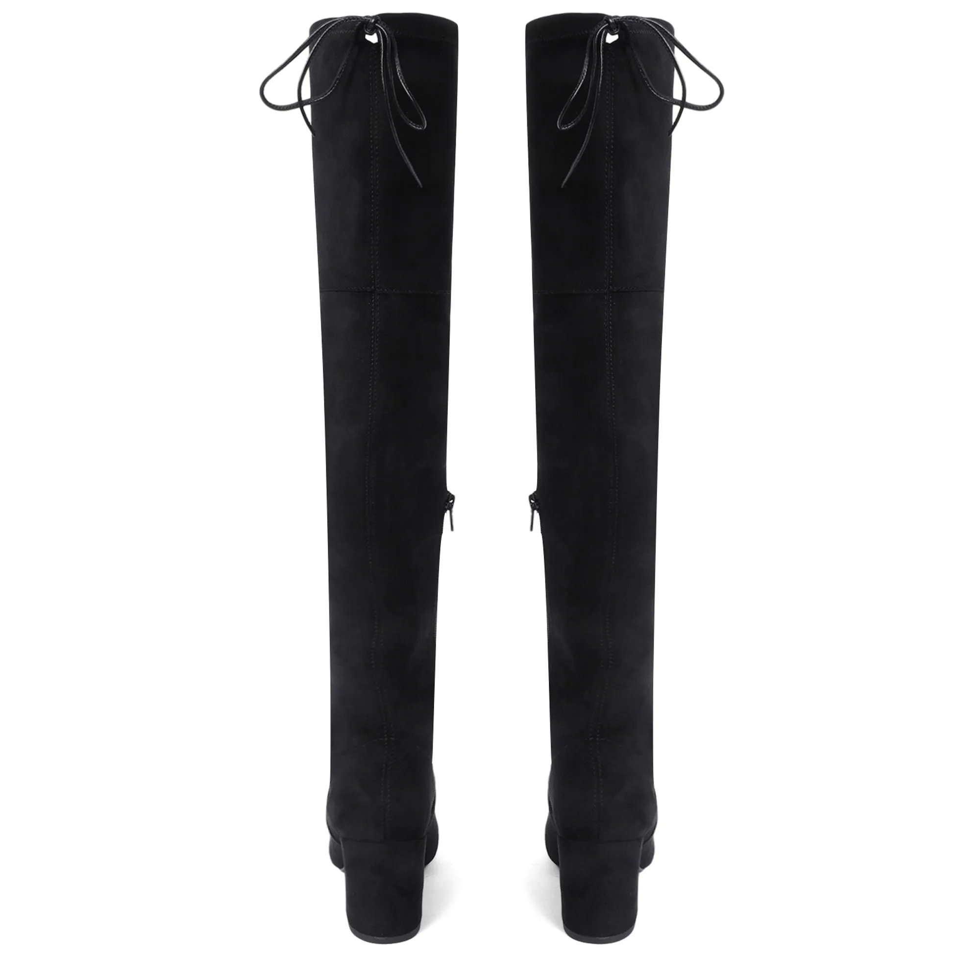 Saint Luisa Black Stretch Suede Above The Knee Boots