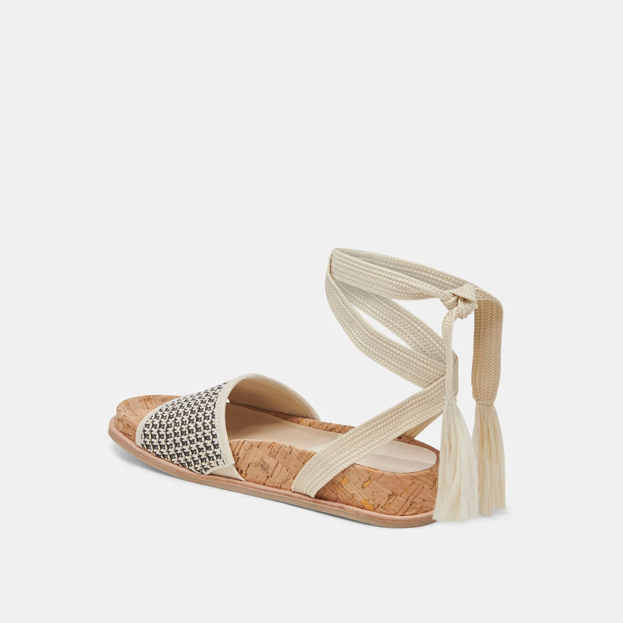 SALACY SANDALS BLACK NATURAL RAFFIA