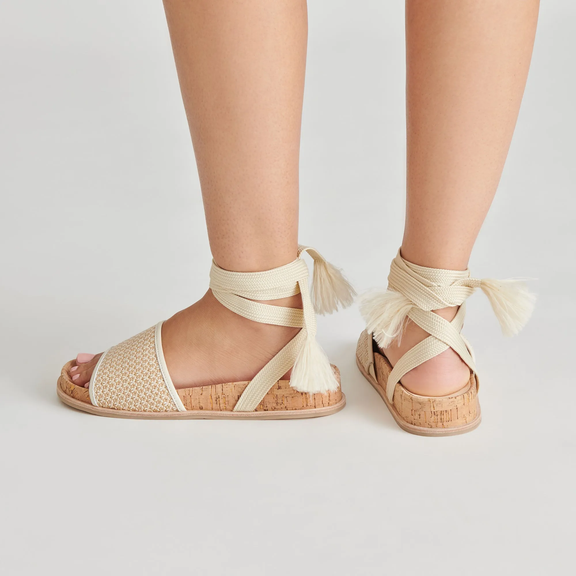 SALACY SANDALS WHITE NATURAL RAFFIA