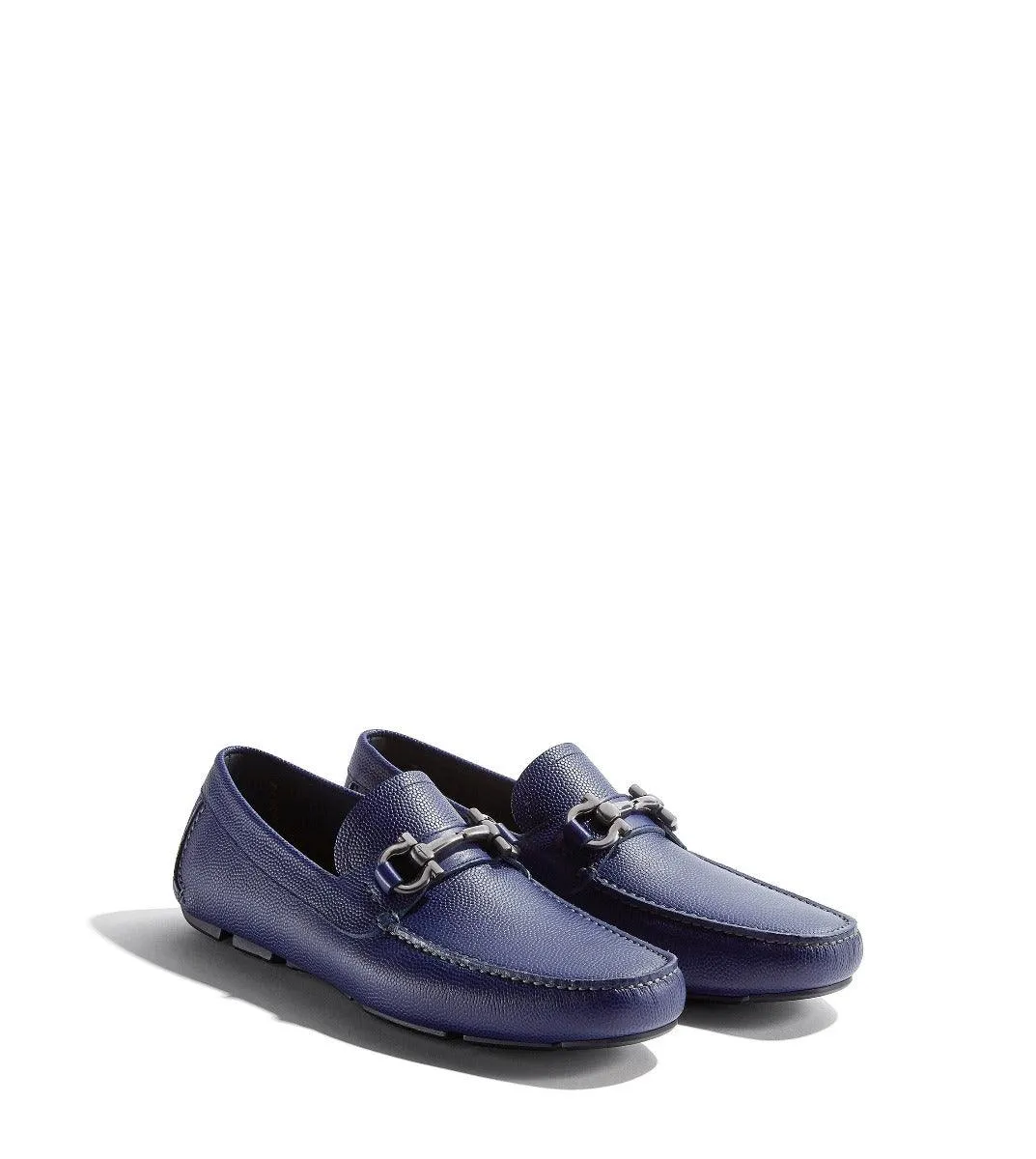 Salvatore Ferragamo Dark Blue Gancini Bit Driver Moccasin