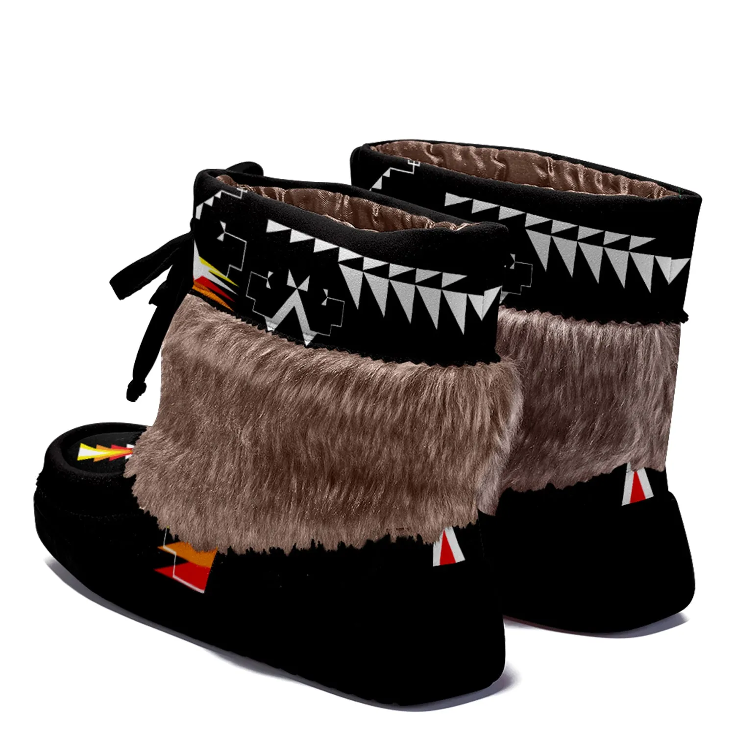 Sawtooth Path Black Leather MocLux Short Style with Fur