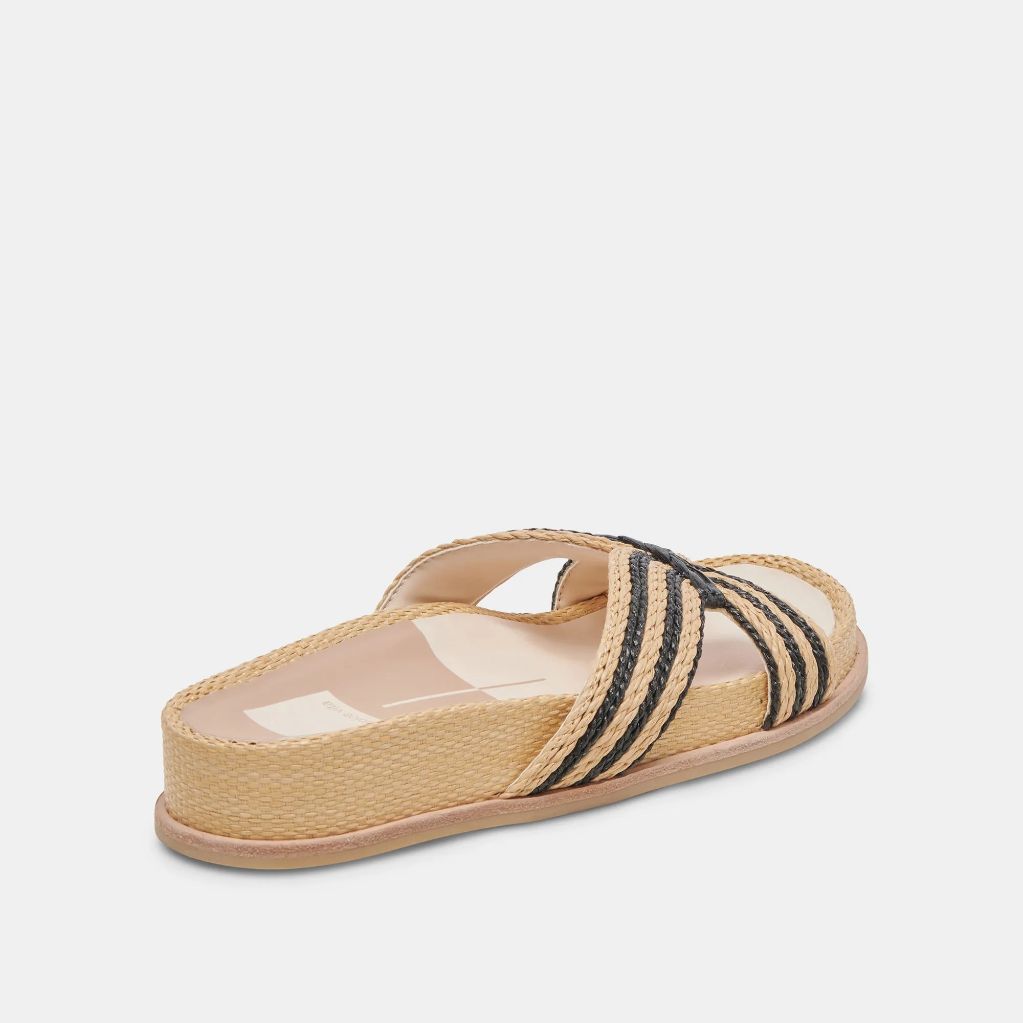 SELDA SANDALS NATURAL BLACK RAFFIA