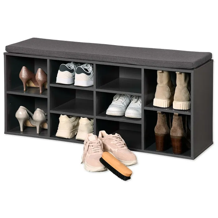 Shoe Cabinet With Seat -  Dark Grey/Dark Grey Cushion