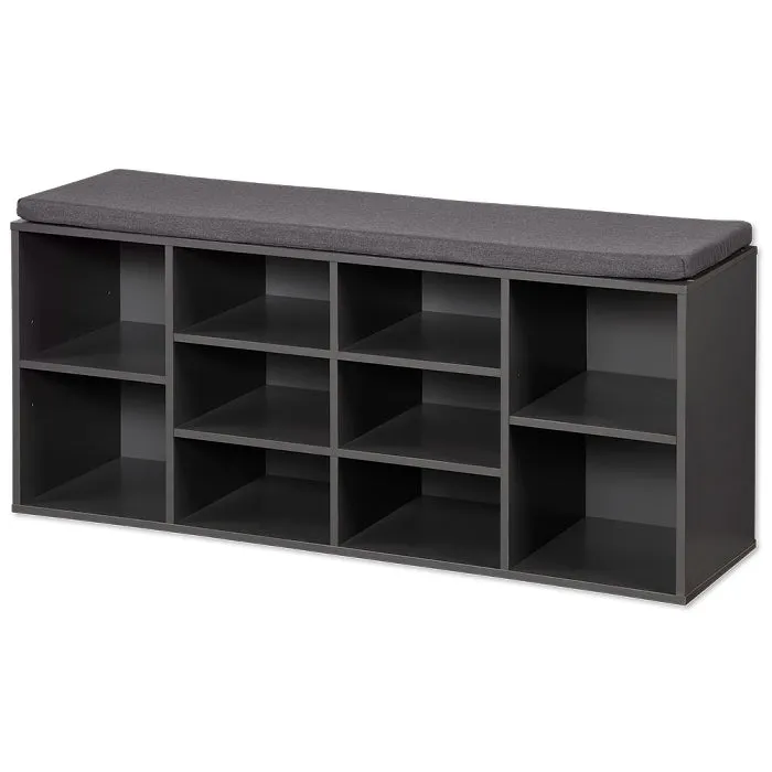 Shoe Cabinet With Seat -  Dark Grey/Dark Grey Cushion