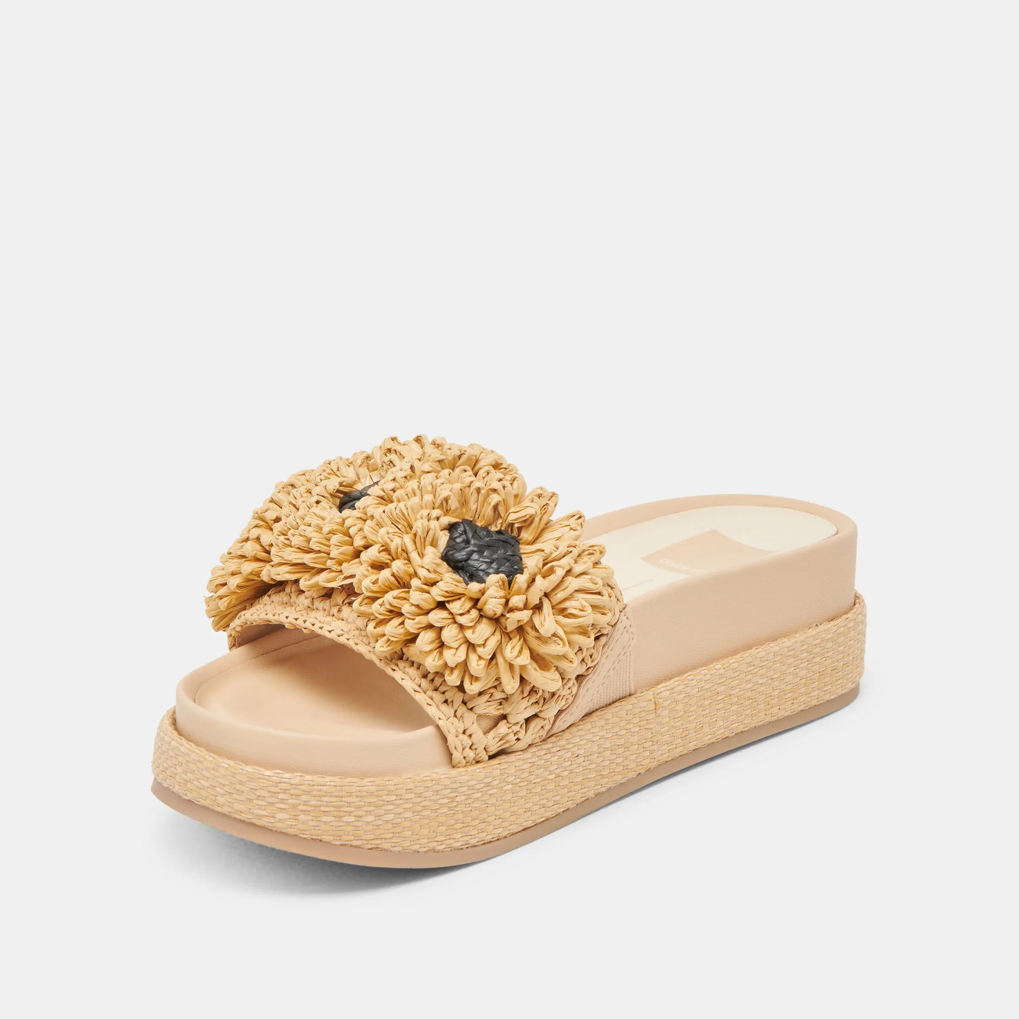 SIDONA FLOWER SANDALS LT NATURAL RAFFIA