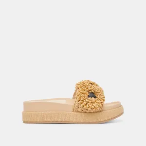 SIDONA FLOWER SANDALS LT NATURAL RAFFIA