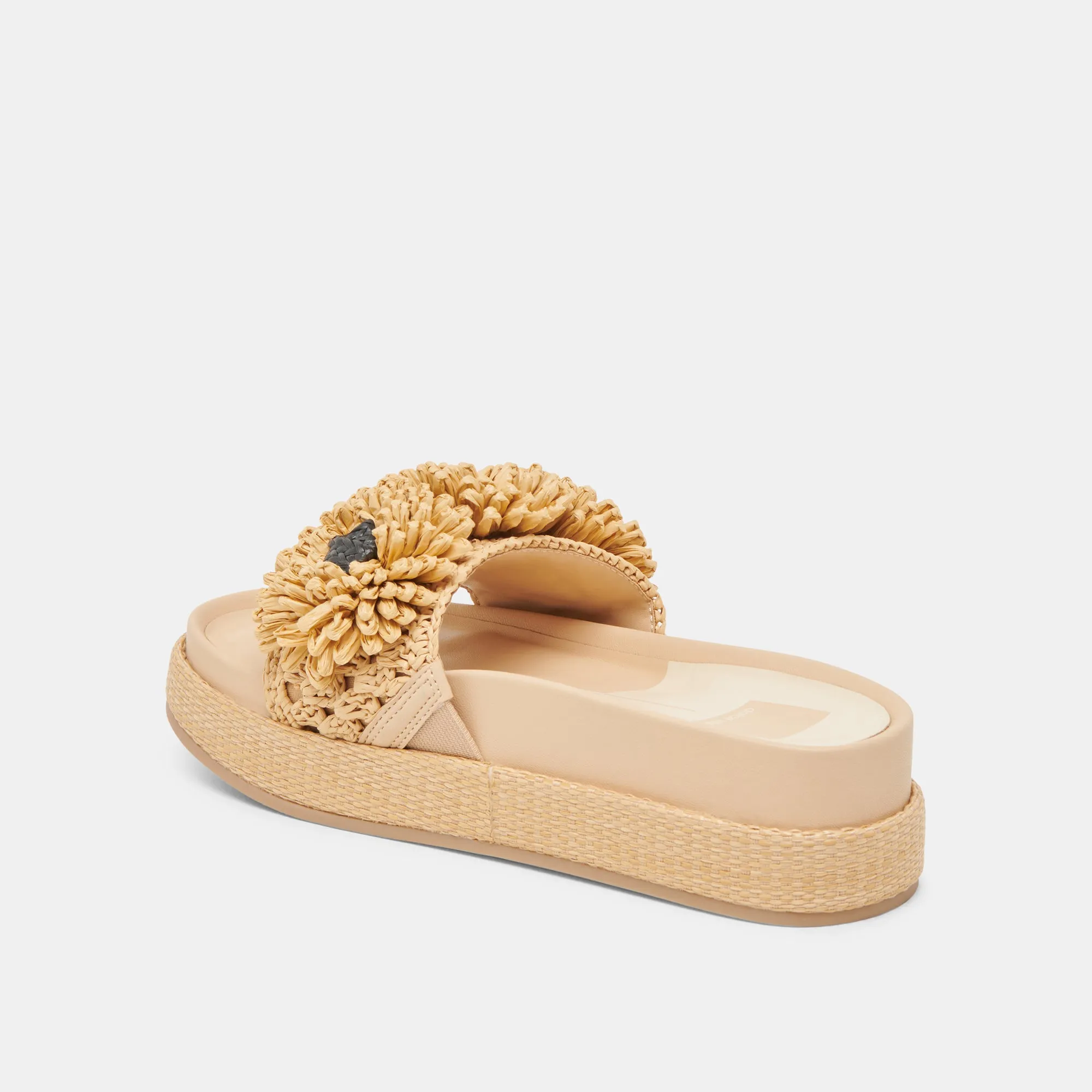 SIDONA FLOWER SANDALS LT NATURAL RAFFIA