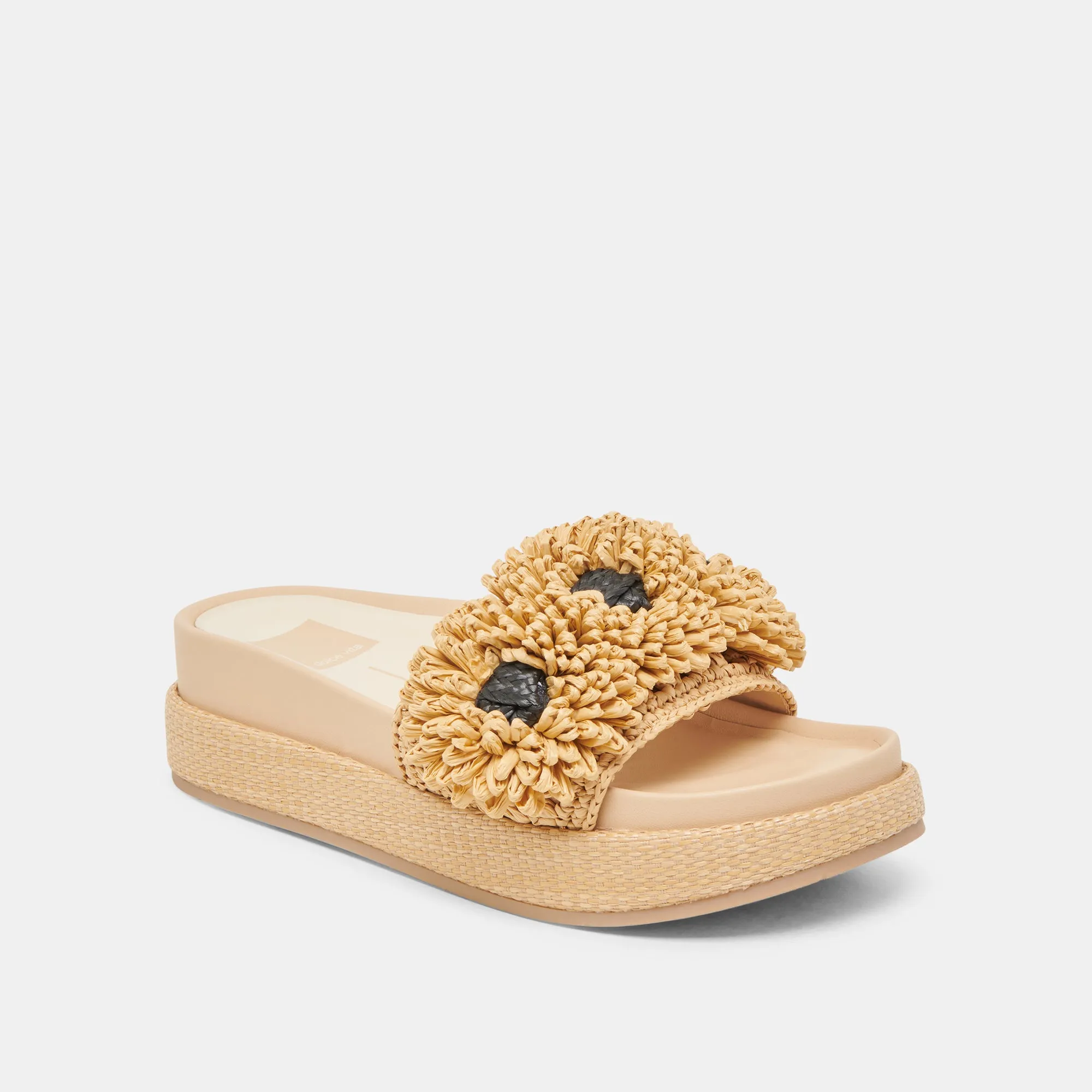 SIDONA FLOWER SANDALS LT NATURAL RAFFIA