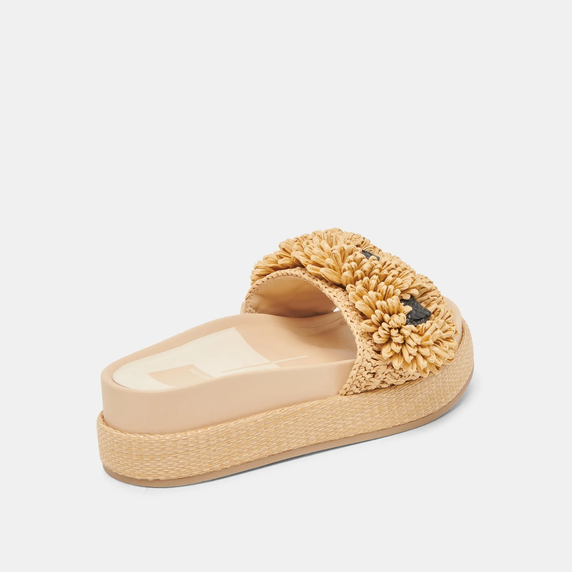 SIDONA FLOWER SANDALS LT NATURAL RAFFIA