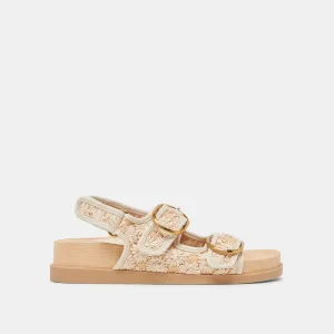 STARLA SANDALS CREME FLORAL RAFFIA