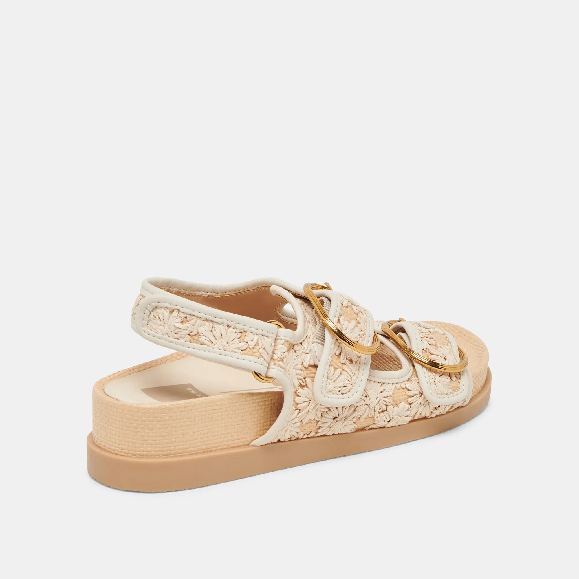 STARLA SANDALS CREME FLORAL RAFFIA