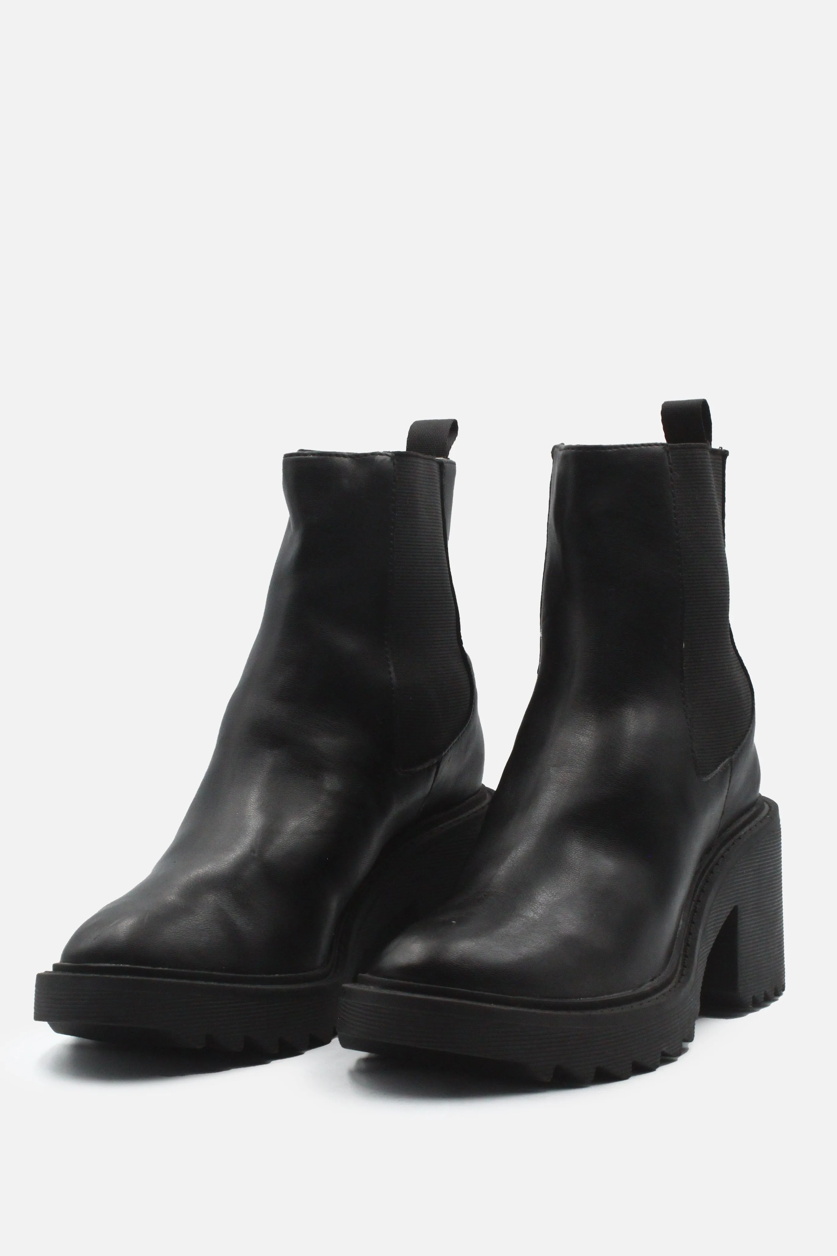 Stradivarius Stretchable Block Heels Ankle Boots | 100% Authentic leather