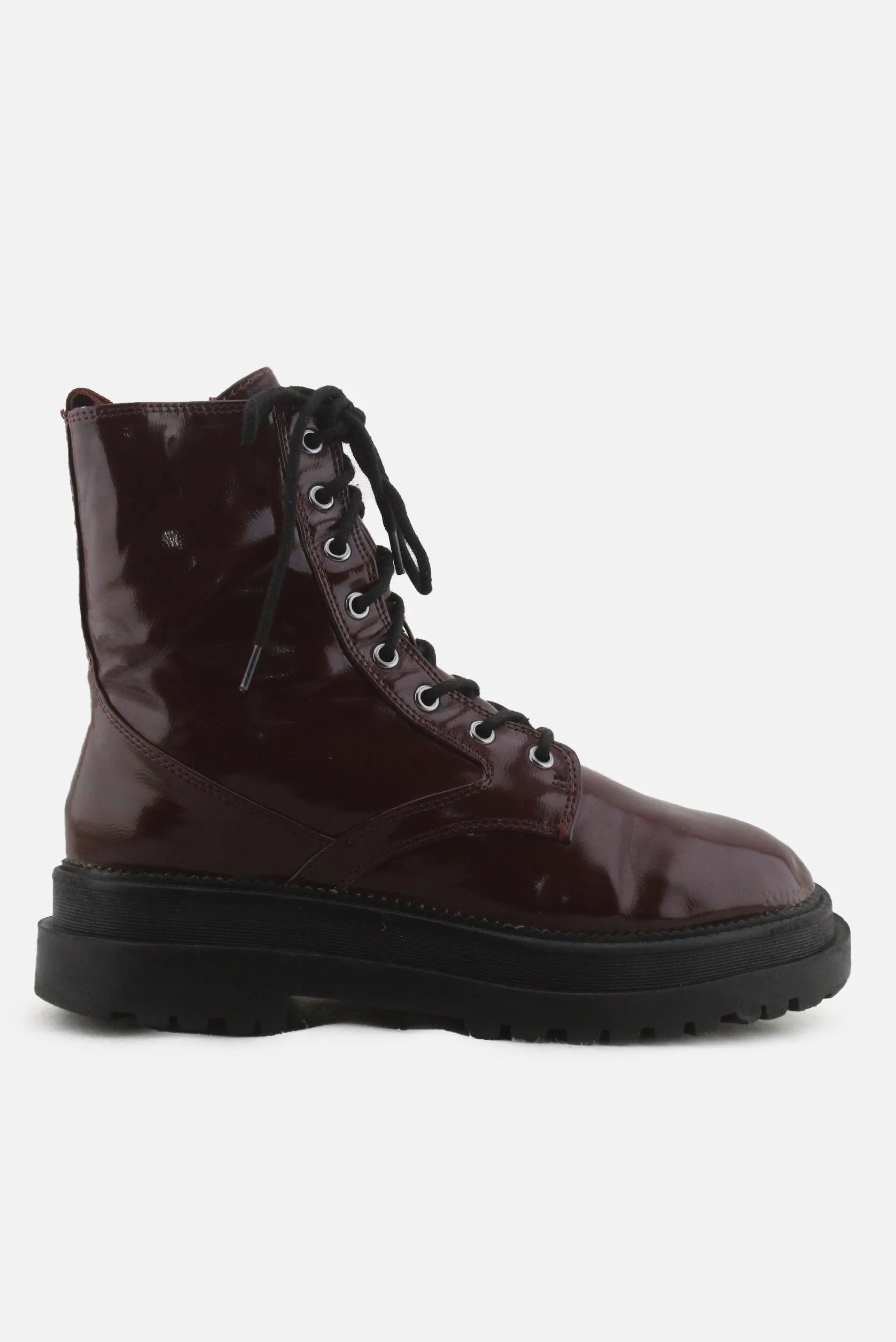 Stradivarius Zipper Laces Combat Ankle Boots | 100% Synthetic Leather