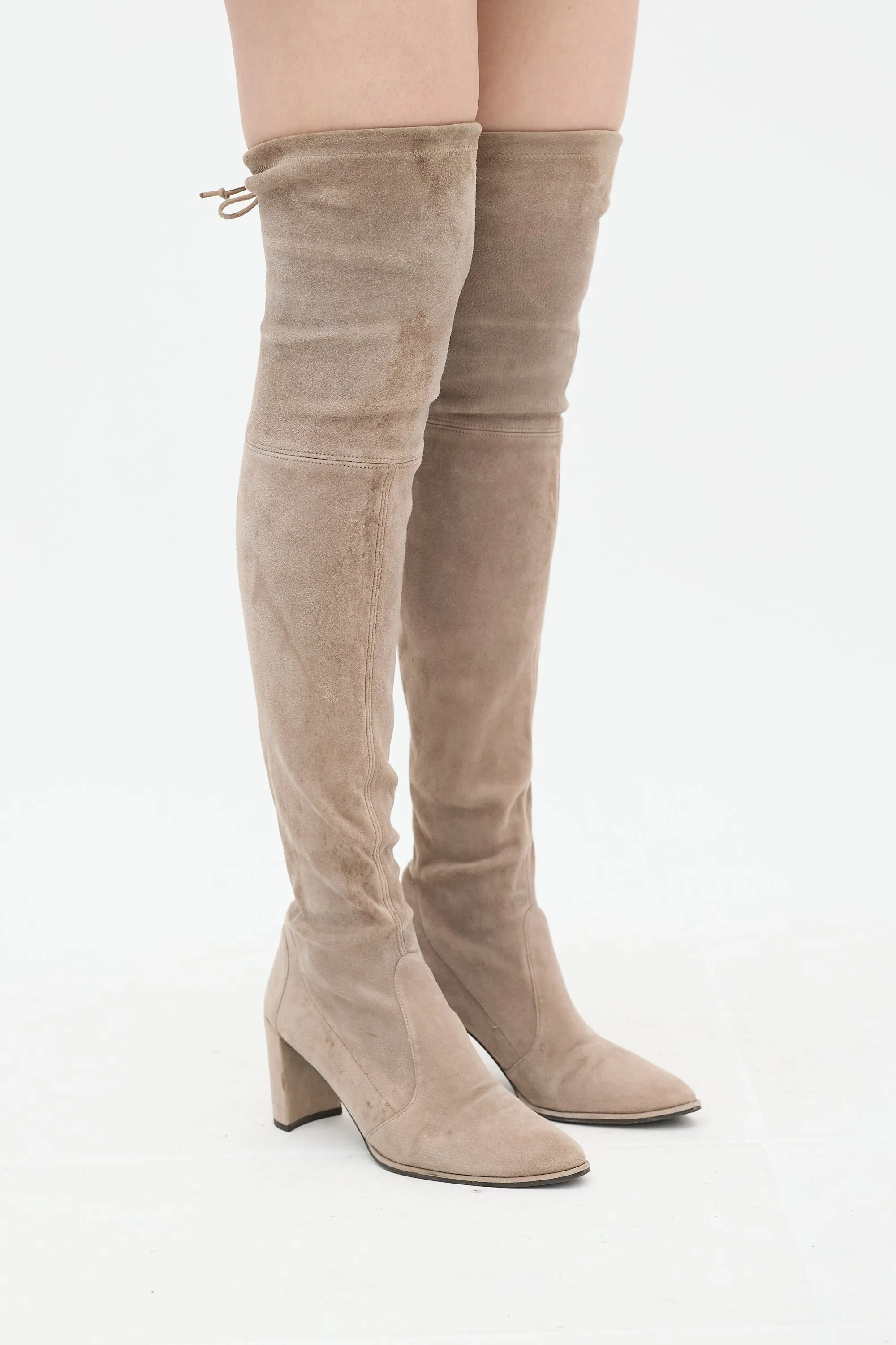 Taupe Suede Thigh High Boot