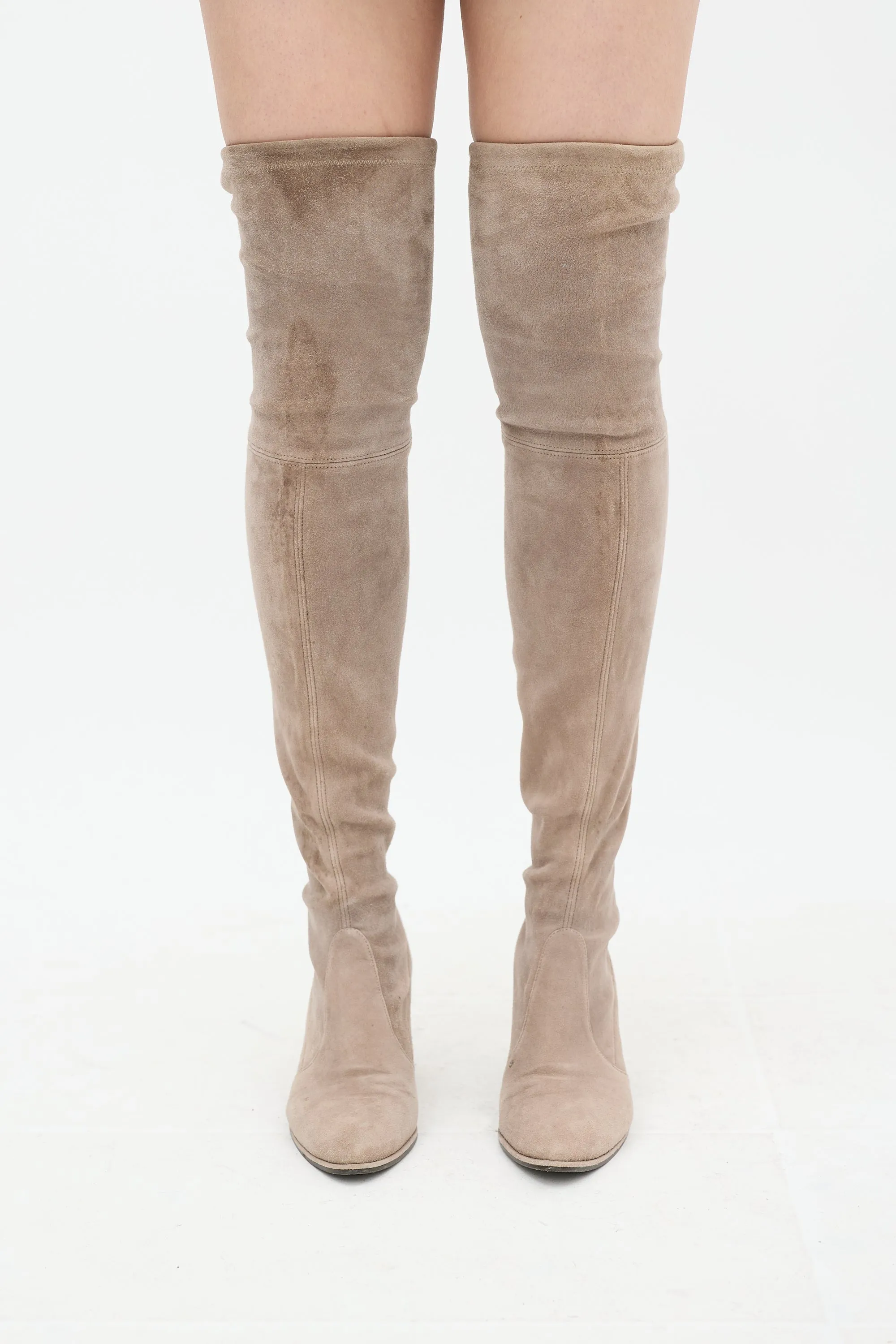 Taupe Suede Thigh High Boot