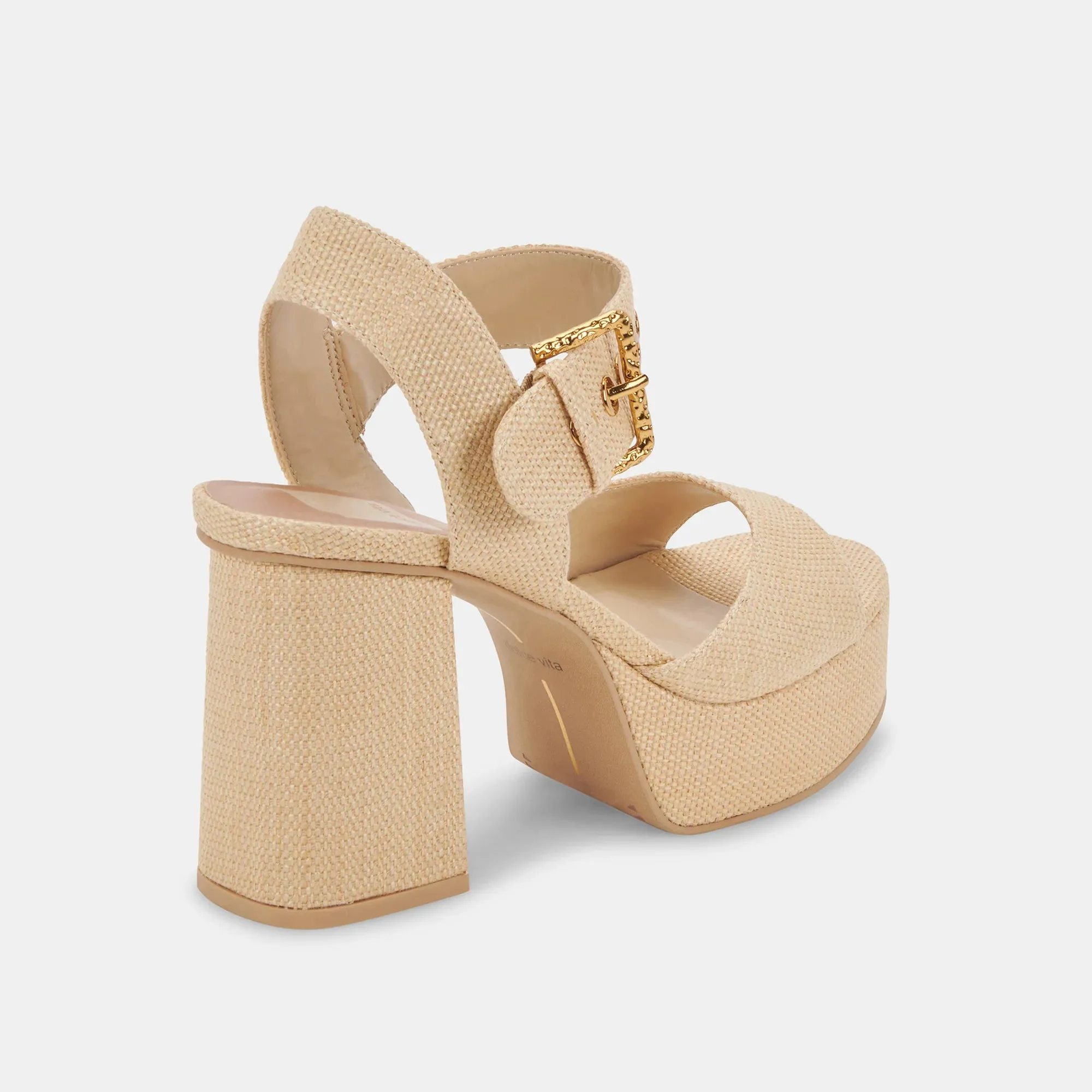 The Bobby Platform Heel by Dolce Vita - Natural Raffia