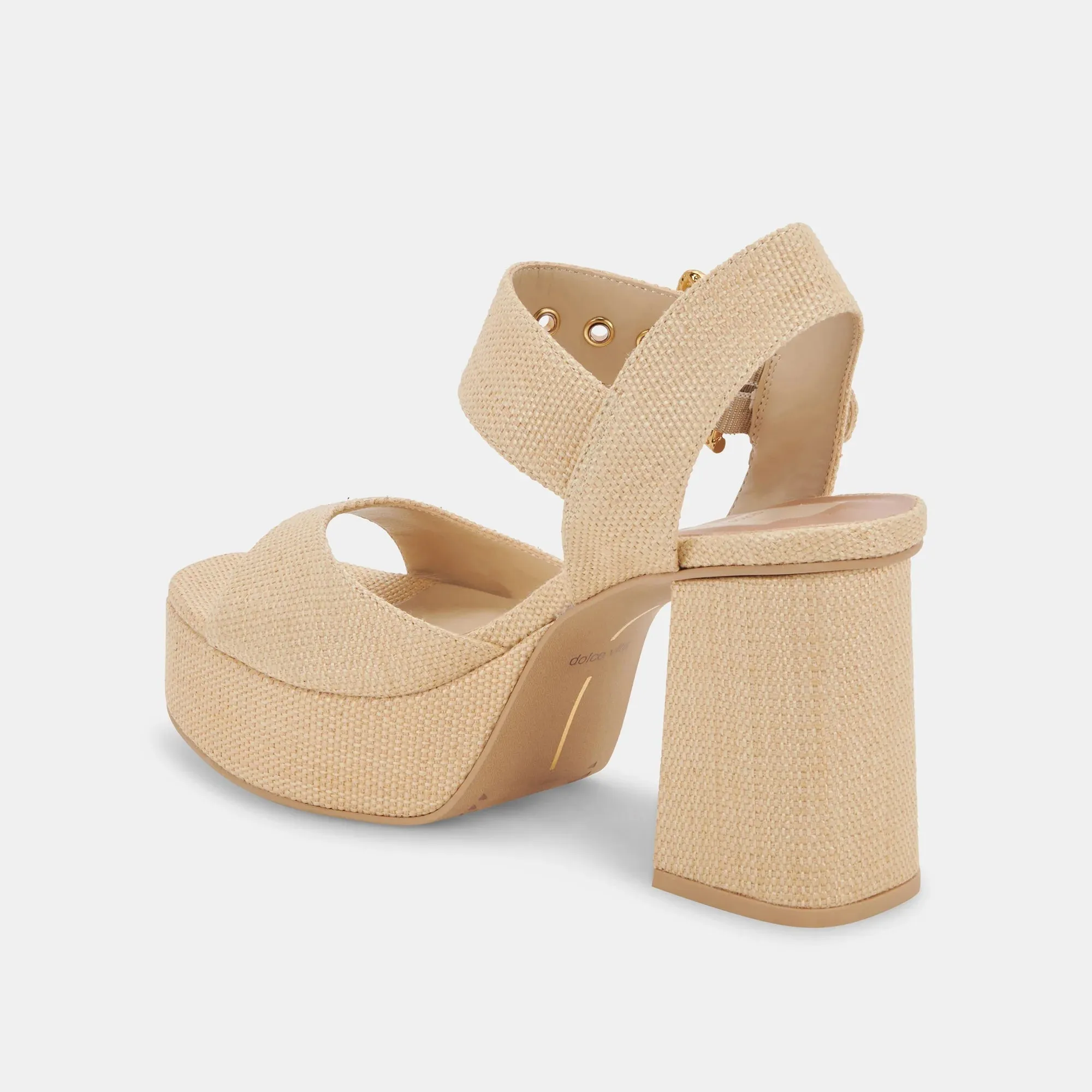 The Bobby Platform Heel by Dolce Vita - Natural Raffia