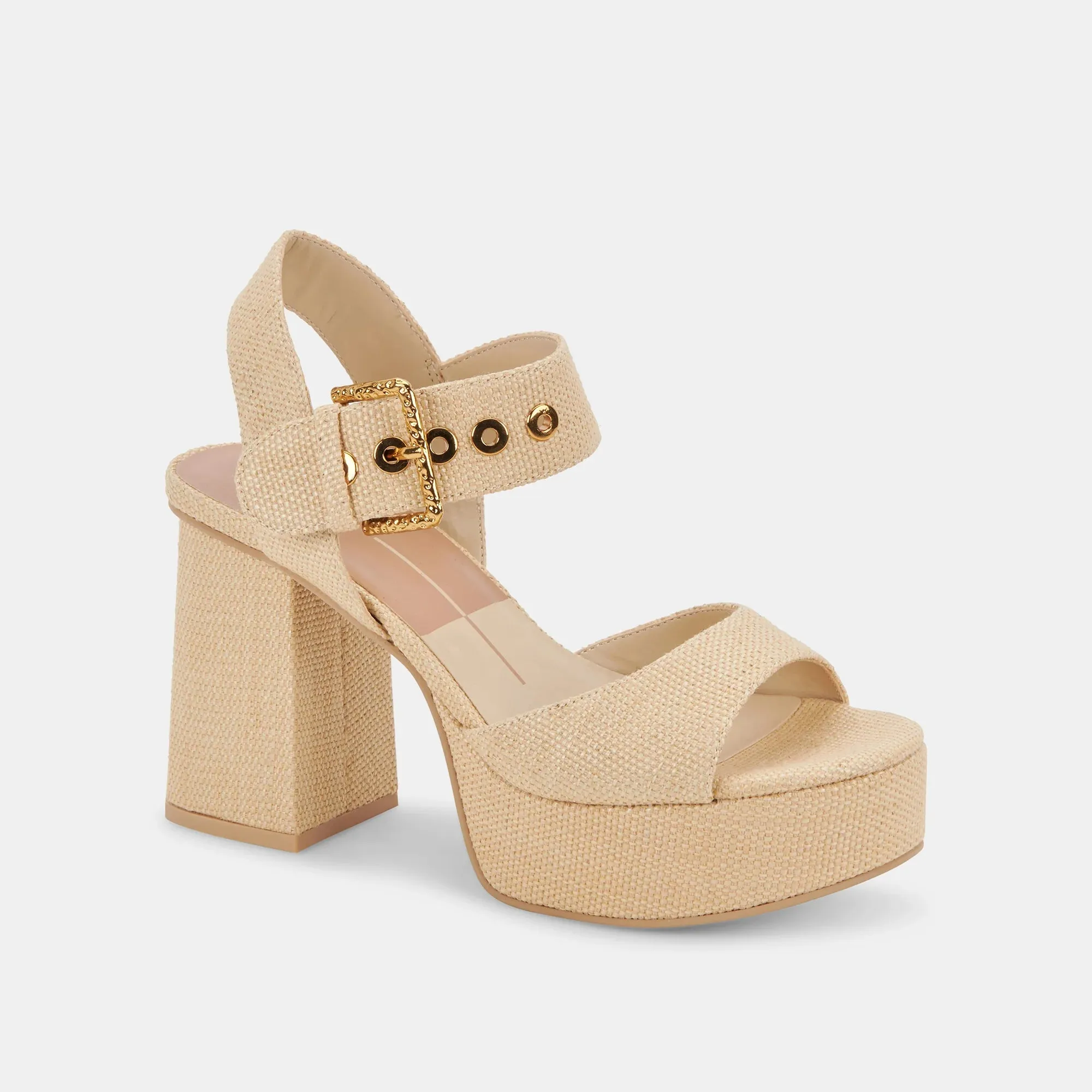 The Bobby Platform Heel by Dolce Vita - Natural Raffia