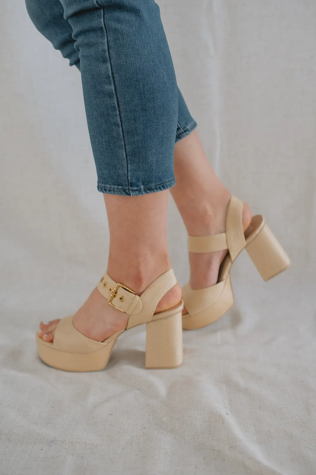 The Bobby Platform Heel by Dolce Vita - Natural Raffia