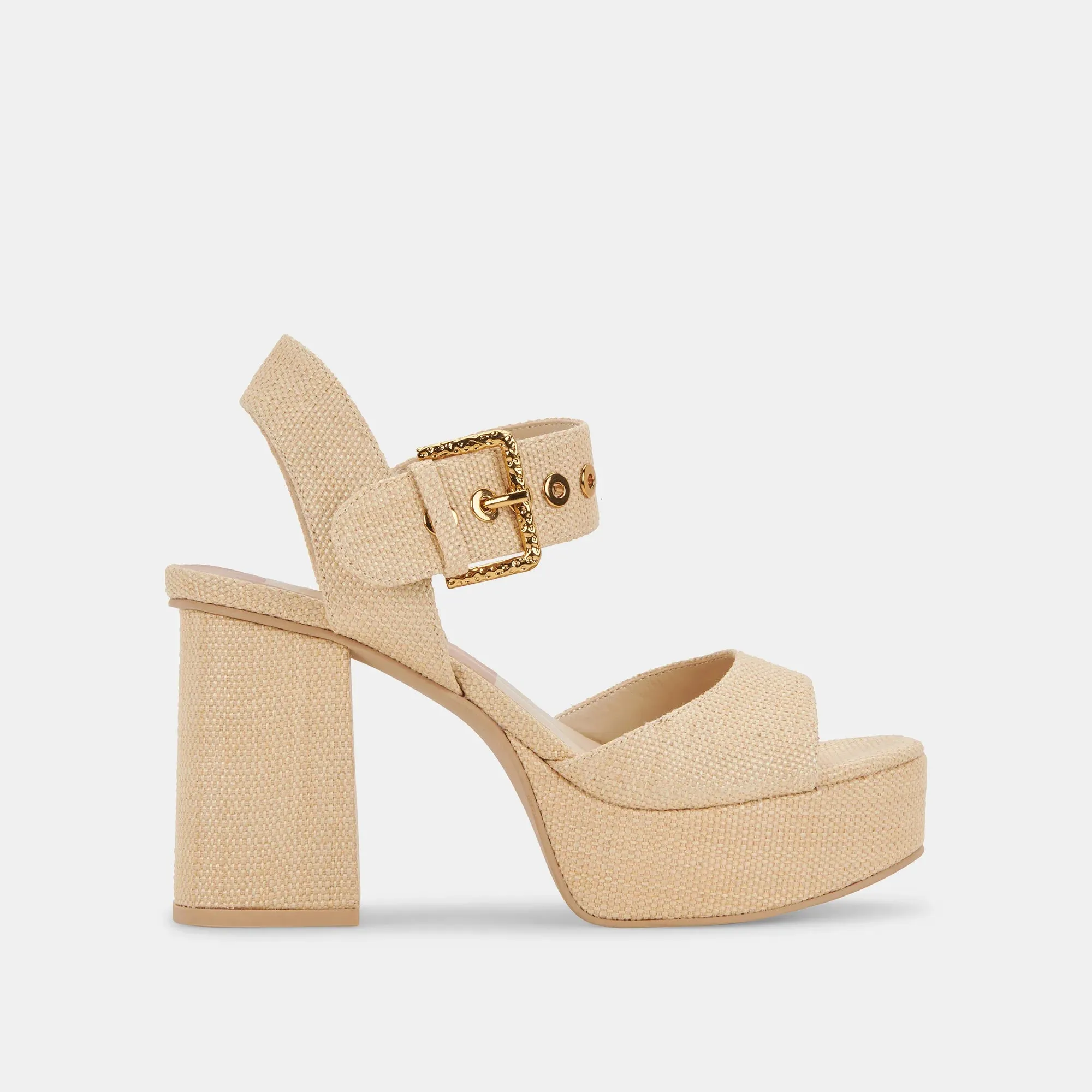 The Bobby Platform Heel by Dolce Vita - Natural Raffia