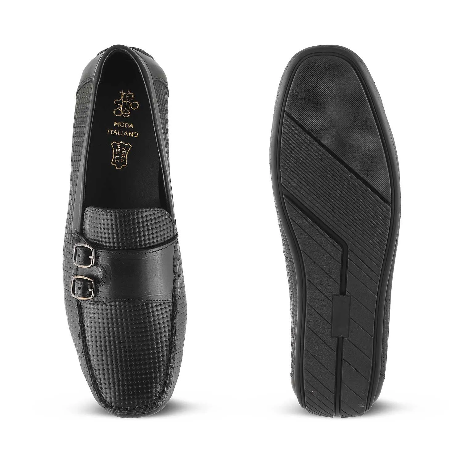 The Yosa Black Men's Double Monk Shoes Tresmode