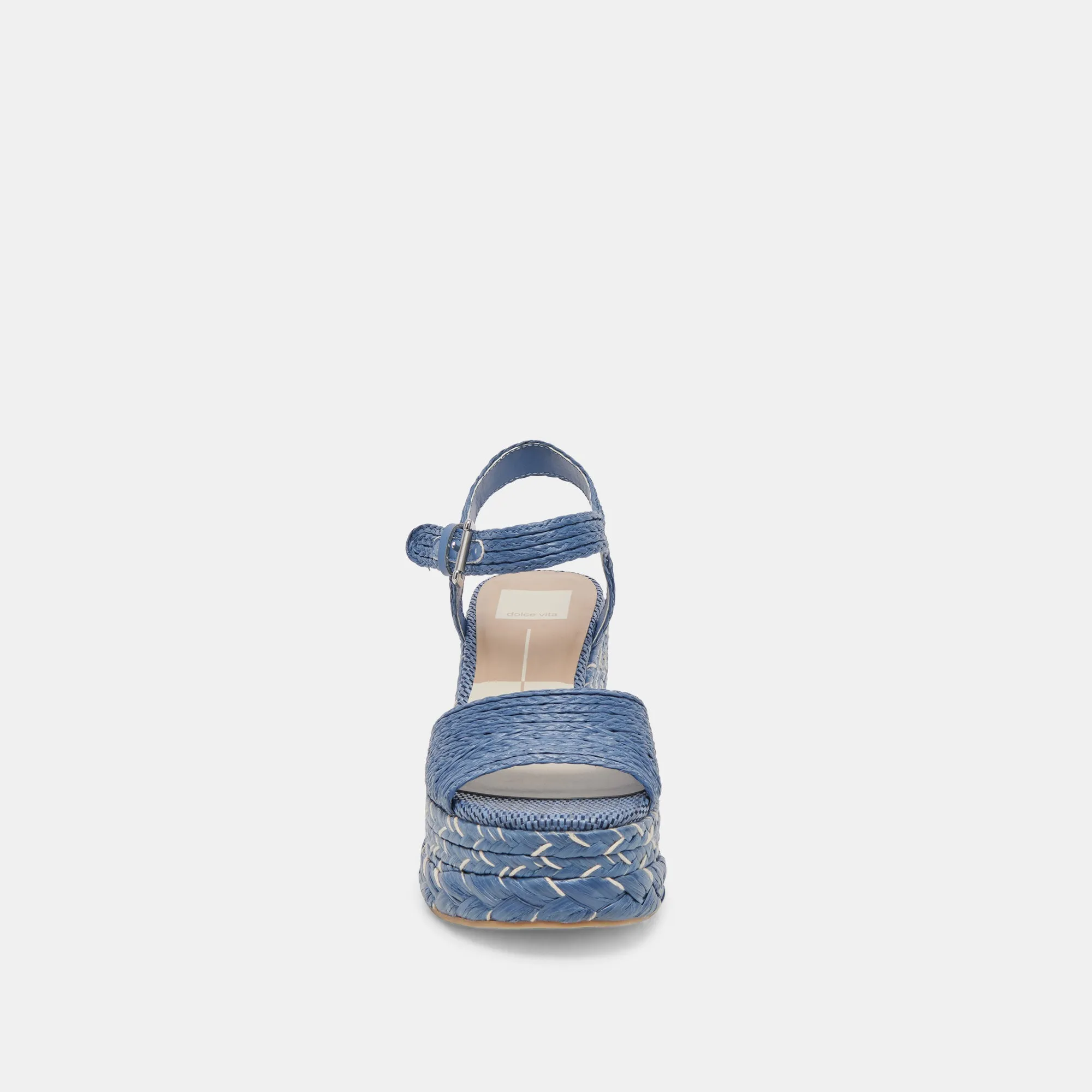 TIAGO WEDGES BLUE RAFFIA