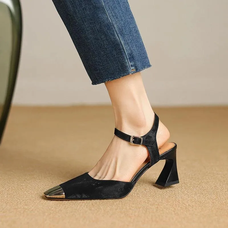 TSS5 Women's Casual Shoes - Leather Sandals With Thin High Heels Pumps