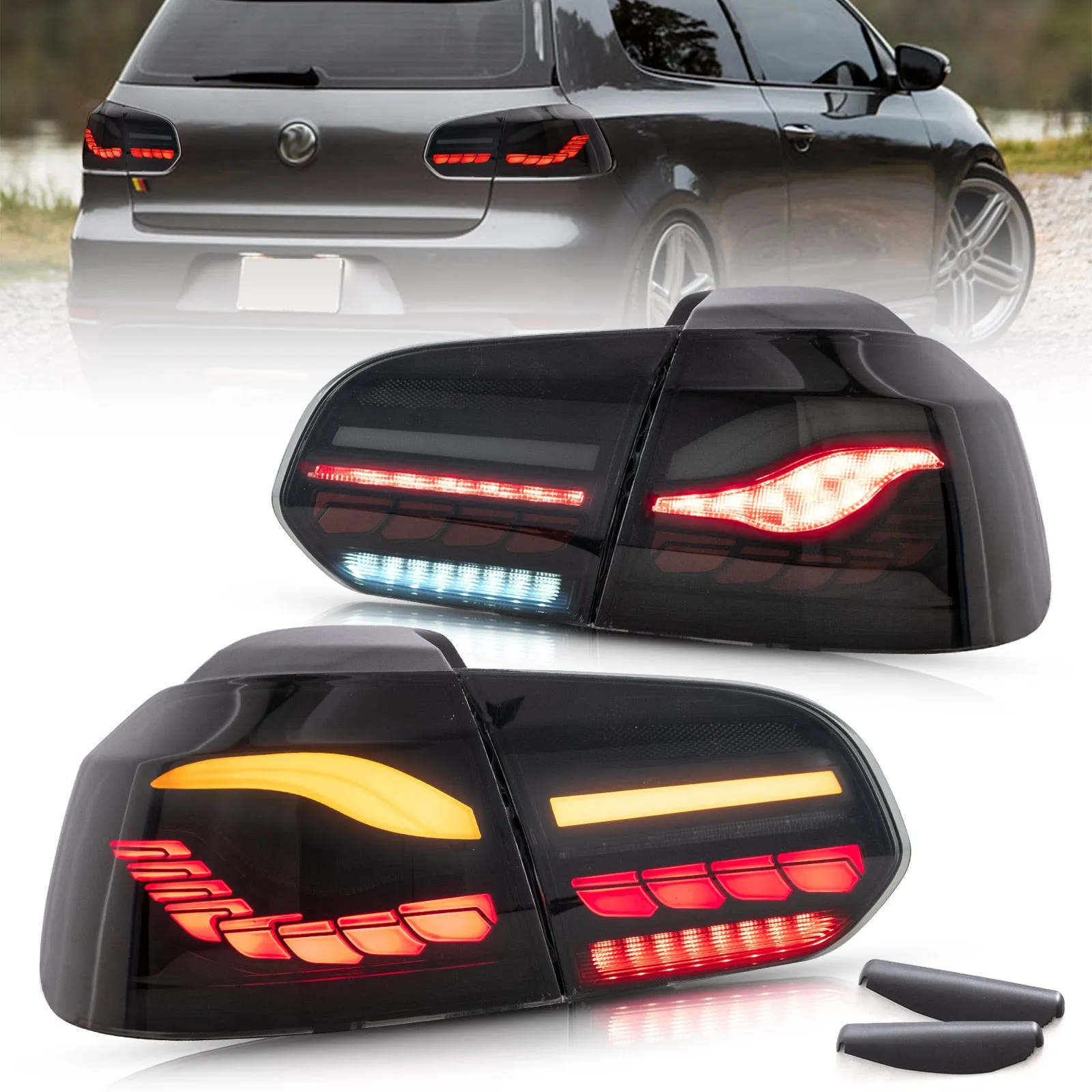 VLAND OLED Tail lights For Volkswagen Golf 6 MK6 2008-2014 With Sequential indicators Turn Signals [E-MARK.]