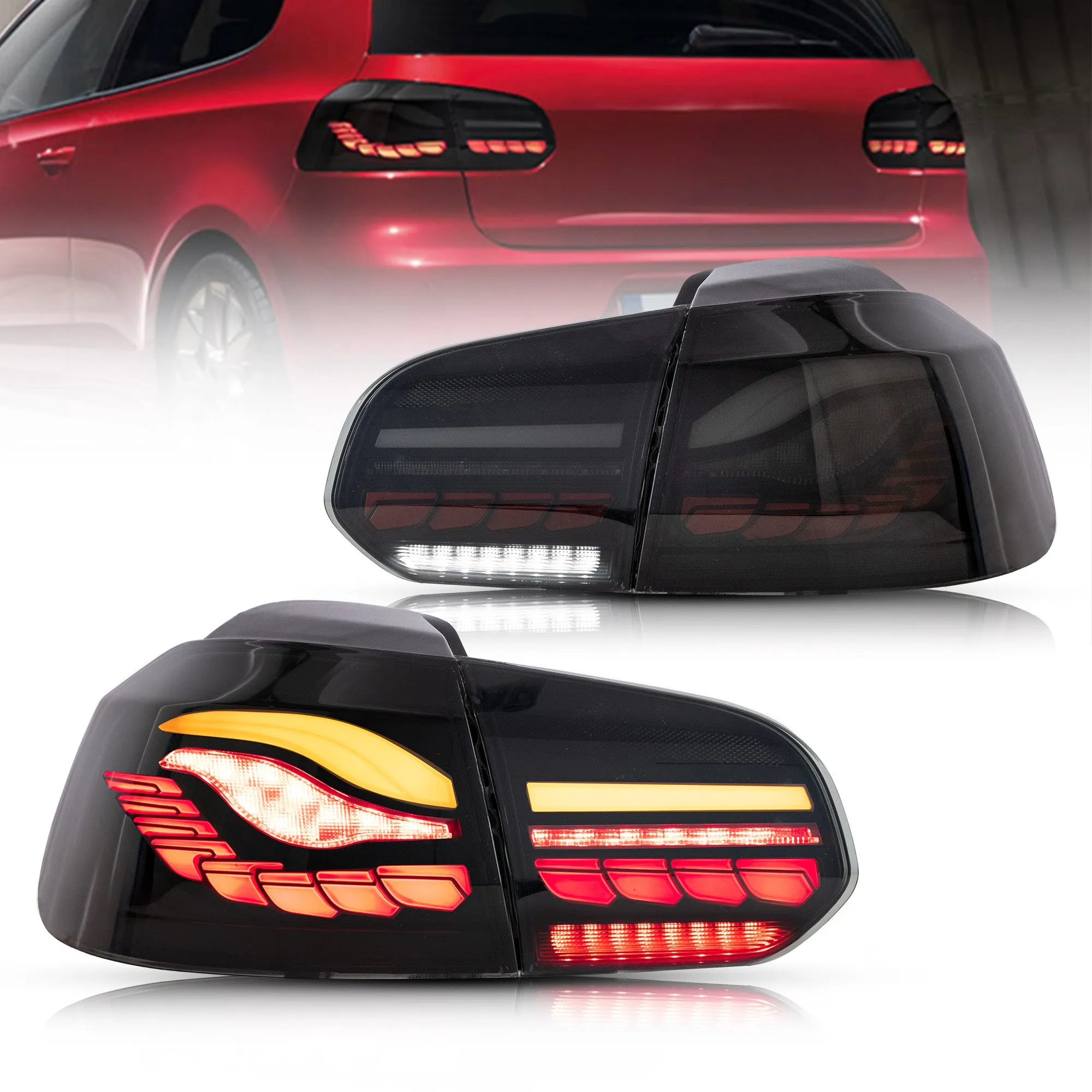 VLAND OLED Tail lights For Volkswagen Golf 6 MK6 2008-2014 With Sequential indicators Turn Signals [E-MARK.]