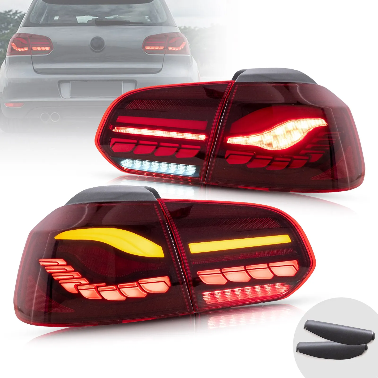 VLAND OLED Tail lights For Volkswagen Golf 6 MK6 2008-2014 With Sequential indicators Turn Signals [E-MARK.]