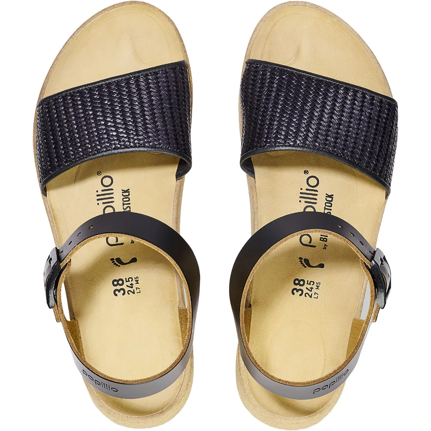 Women's Birkenstock Papillio Glenda Black/Raffia Leather