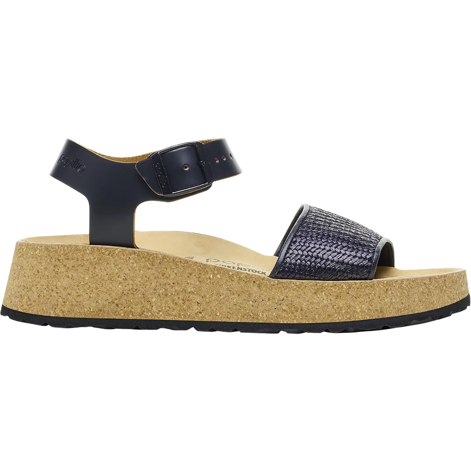 Women's Birkenstock Papillio Glenda Black/Raffia Leather