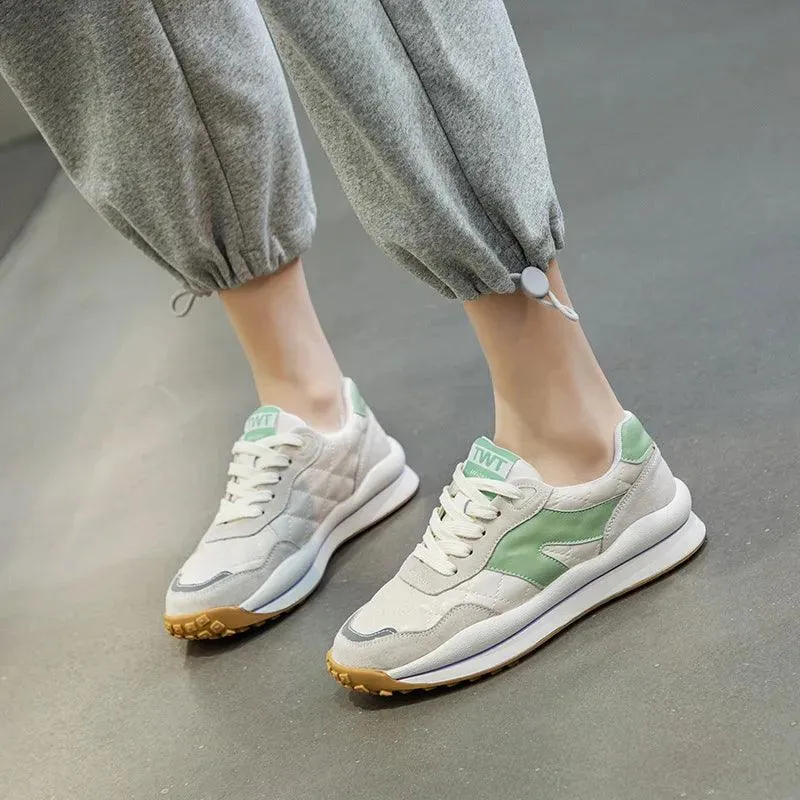 Women's Casual Shoes - Leather Flat Outdoor Sneakers - TSS141