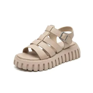 Women's Casual Shoes - Outdoor Leather Platform Sandals - 38201