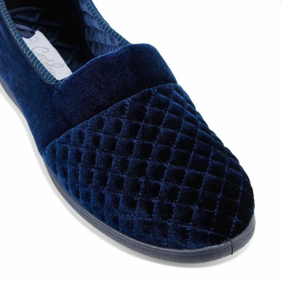 Womens Grosby Marcy Slippers Deep Navy Moccasins Shoes Slip On