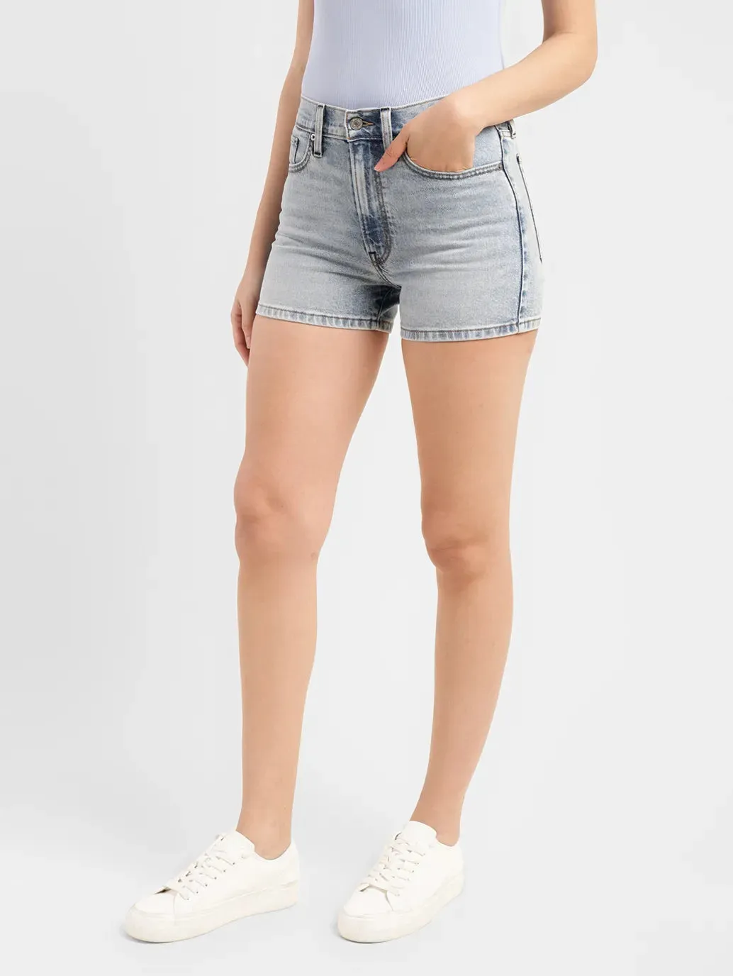 Women's High Rise Light Indigo Regular Fit Denim Shorts