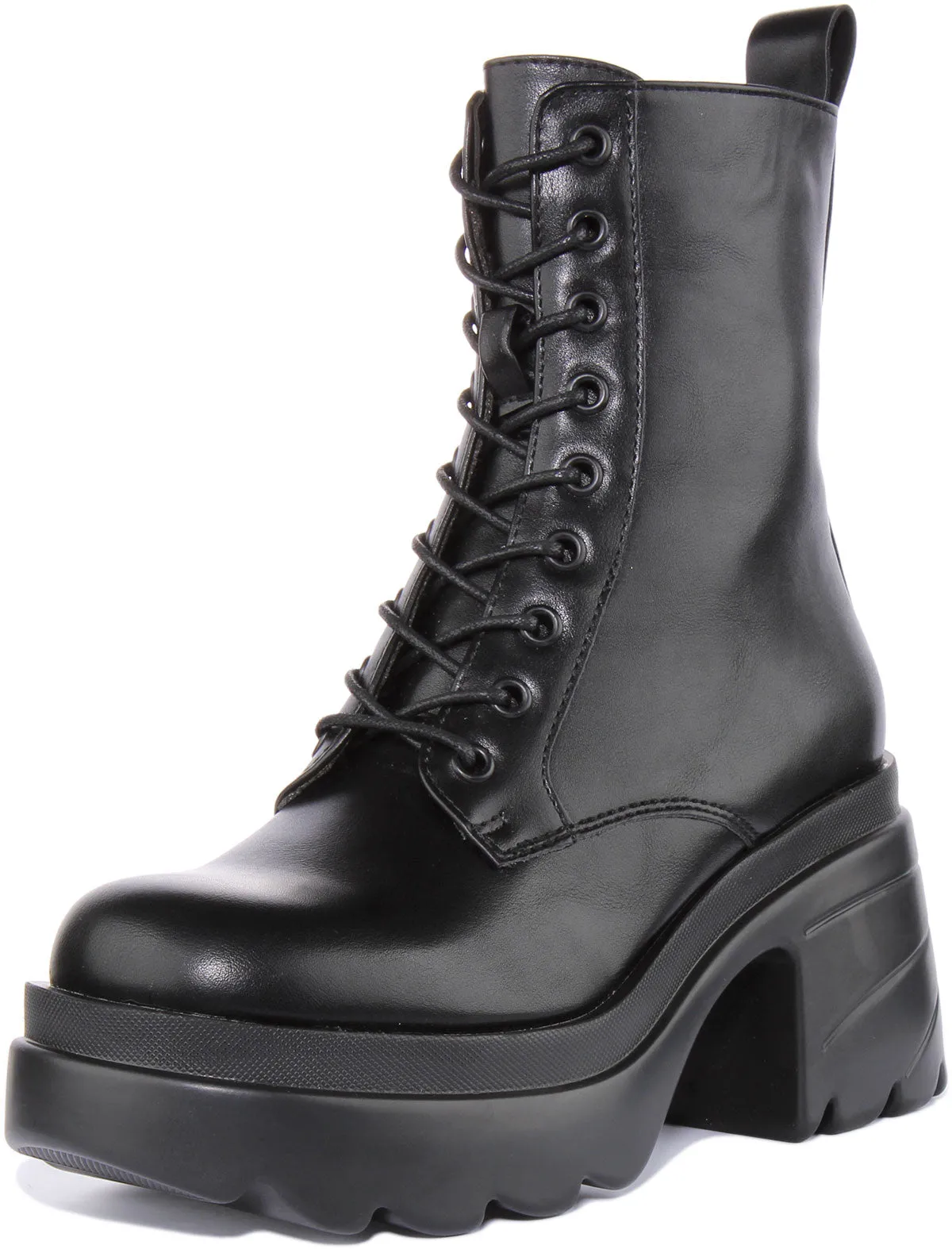 Womens Lace up Lightweight Chunky Sole Ankle Boots