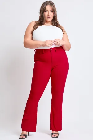 Women´s Plus Size Hyperstretch Flare Pants, Ruby Red