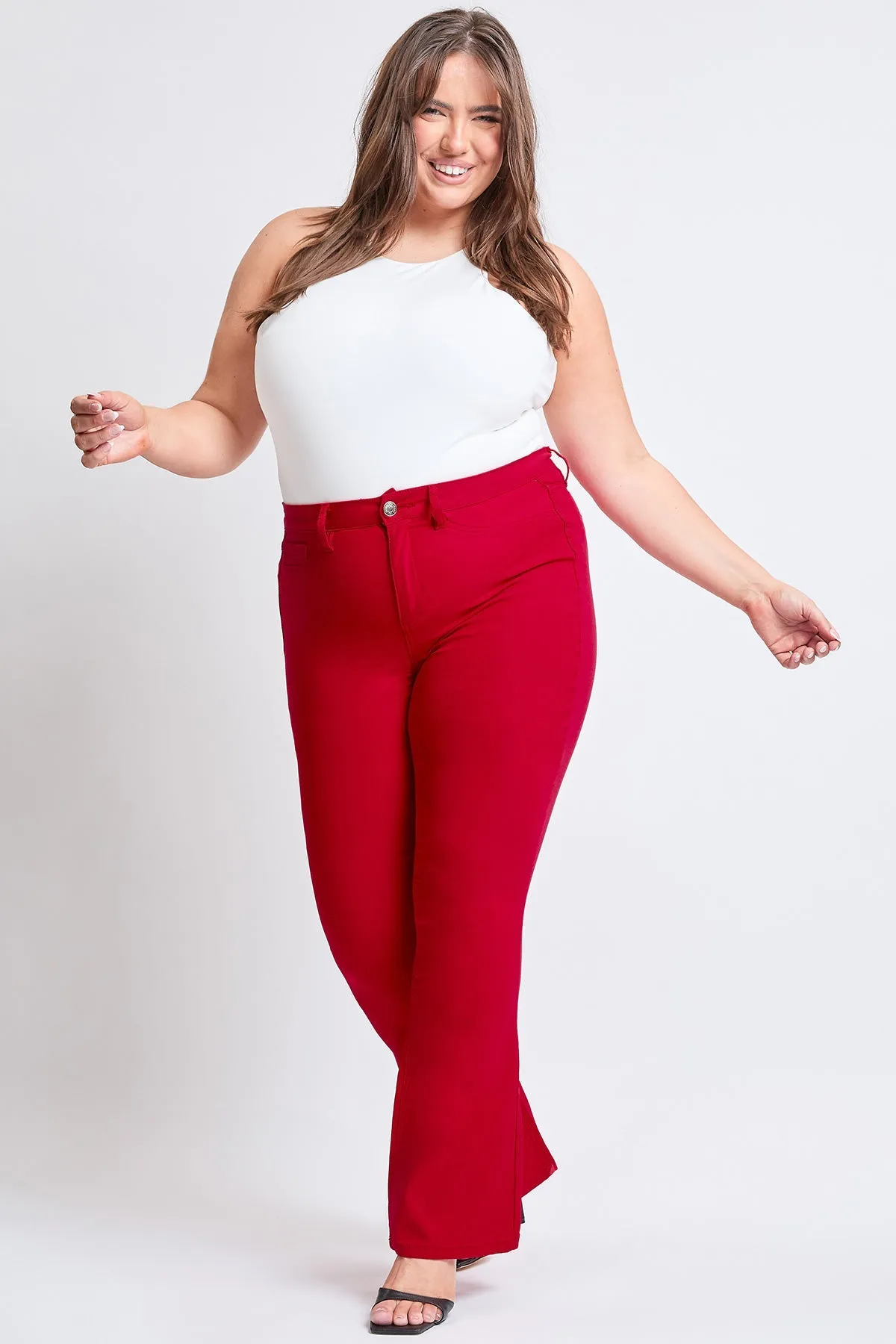 Women´s Plus Size Hyperstretch Flare Pants, Ruby Red