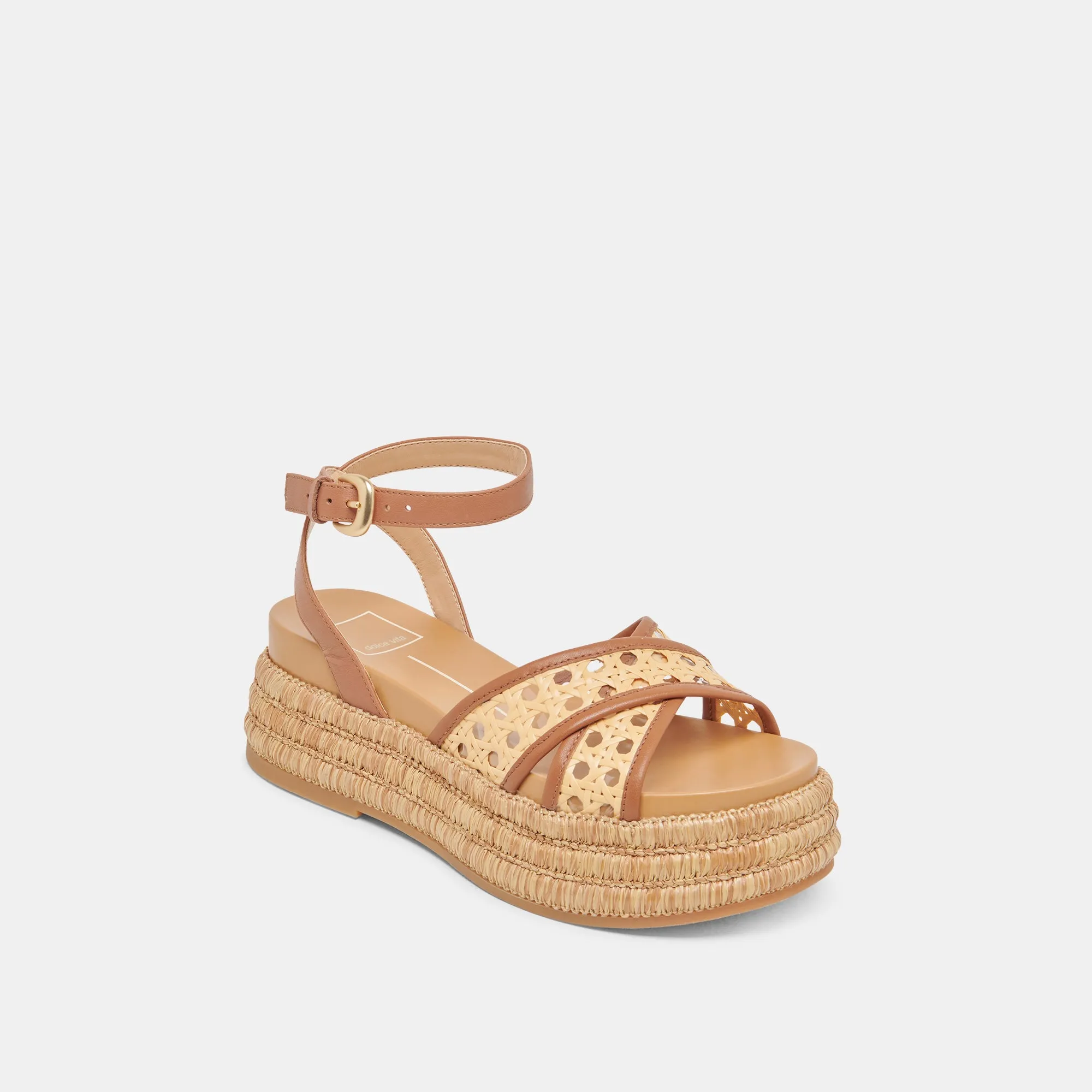 WRILEY SANDALS SADDLE WOVEN RAFFIA