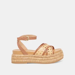 WRILEY SANDALS SADDLE WOVEN RAFFIA