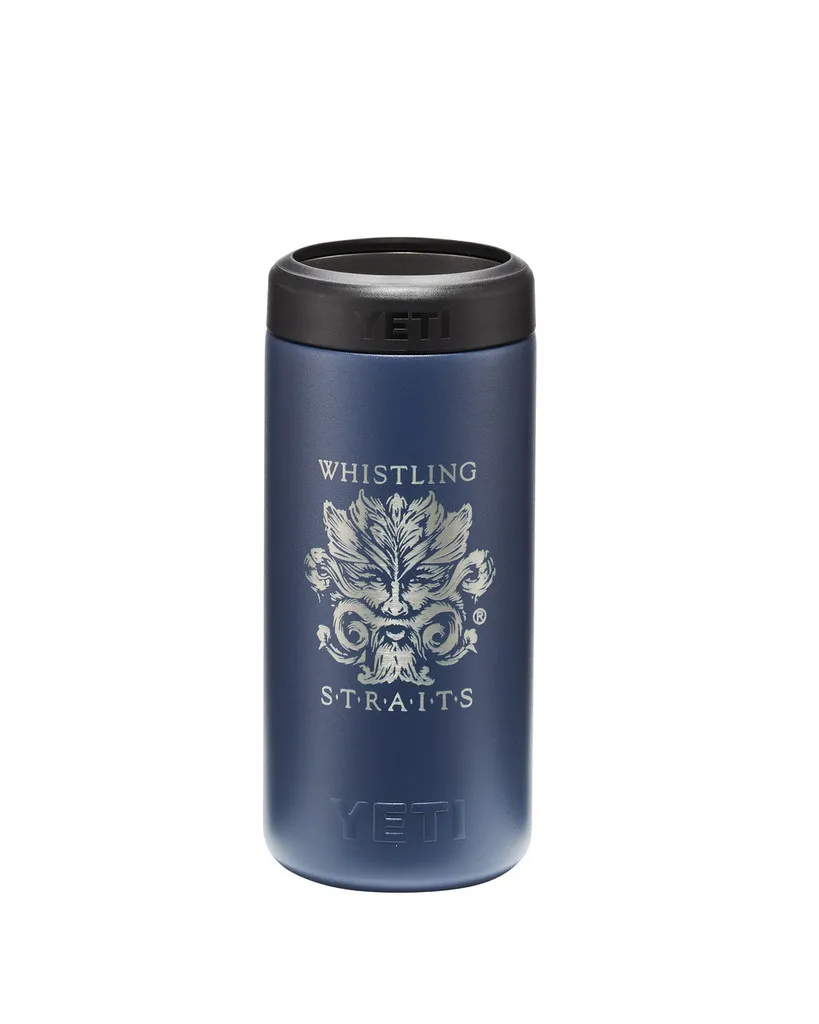 YETI® RAMBLER® 12 OZ COLSTER® SLIM CAN COOLER. WHISTLING STRAITS® LOGO EXCLUSIVELY. 3 COLOR OPTIONS.