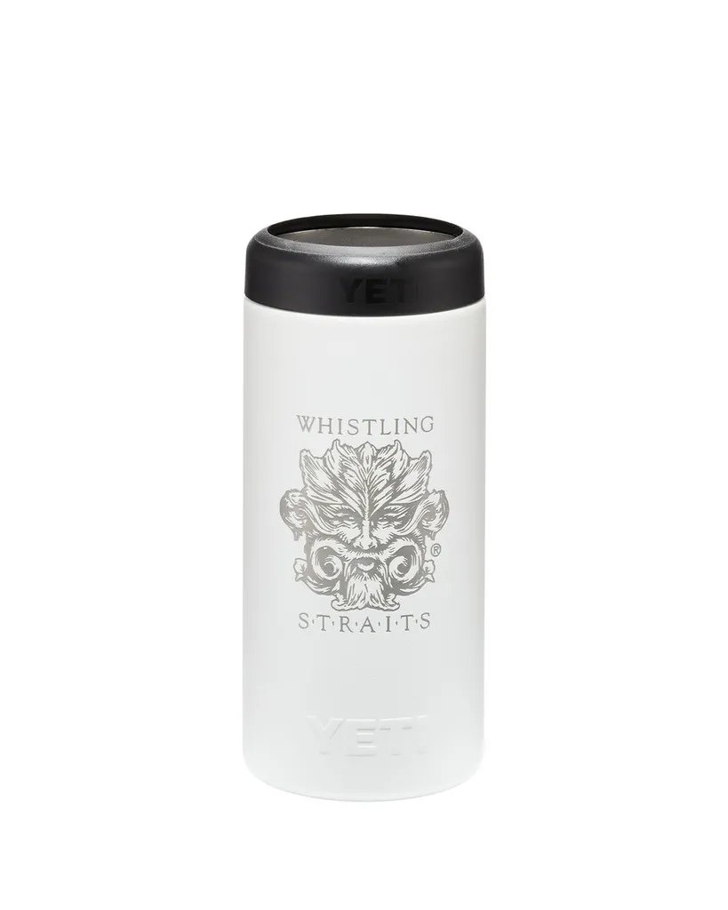 YETI® RAMBLER® 12 OZ COLSTER® SLIM CAN COOLER. WHISTLING STRAITS® LOGO EXCLUSIVELY. 3 COLOR OPTIONS.