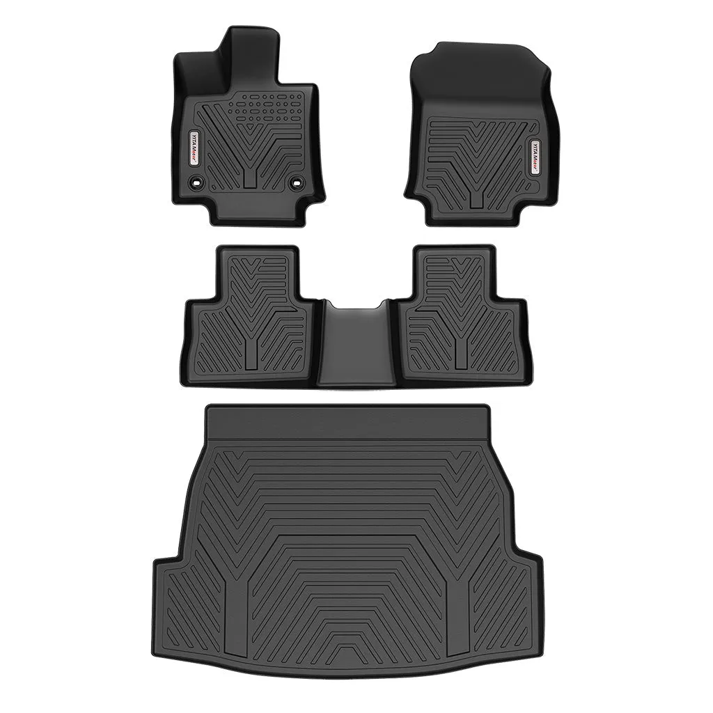 YITAMOTOR® Floor Mats Compatible with 2019-2024 Toyota RAV4 , Custom Fit Black TPE Floor Liners, 1st & 2nd  & Cargo liners Row All-Weather Protection